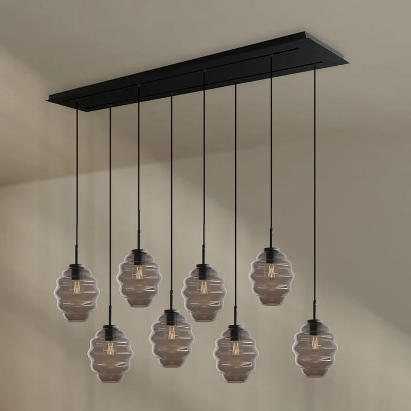 s.luce Echos Esstischlampe 8-flammig 160cm 2-reihig Ø 18cm