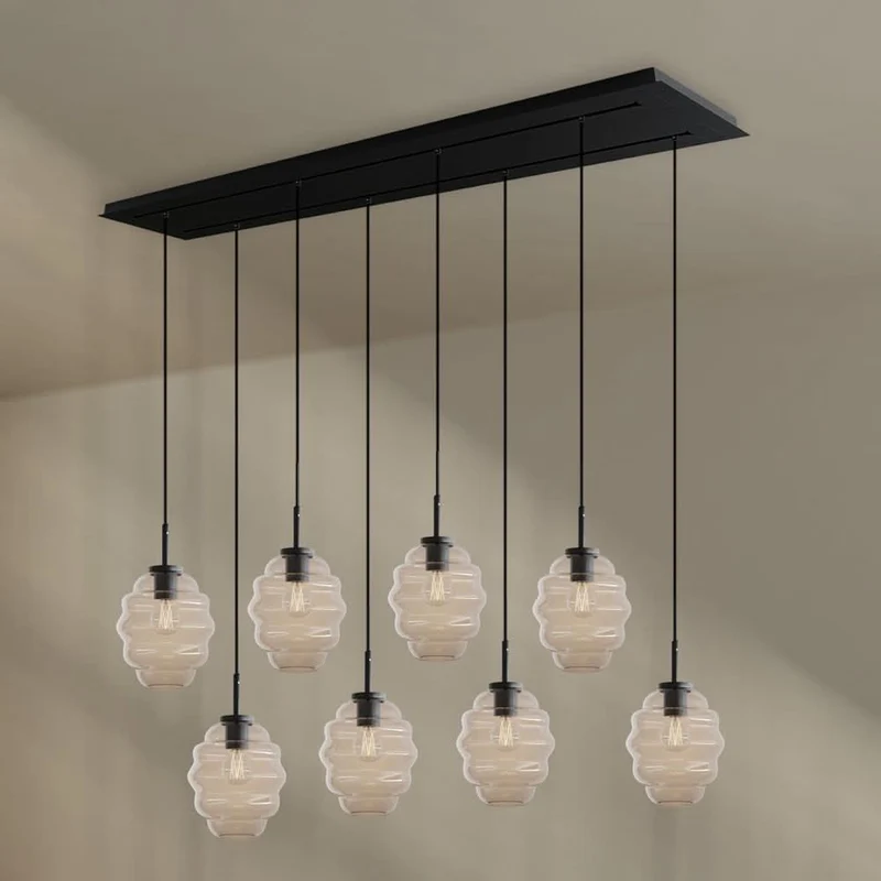 s.luce Echos Esstischlampe 8-flammig 160cm 2-reihig Ø 18cm