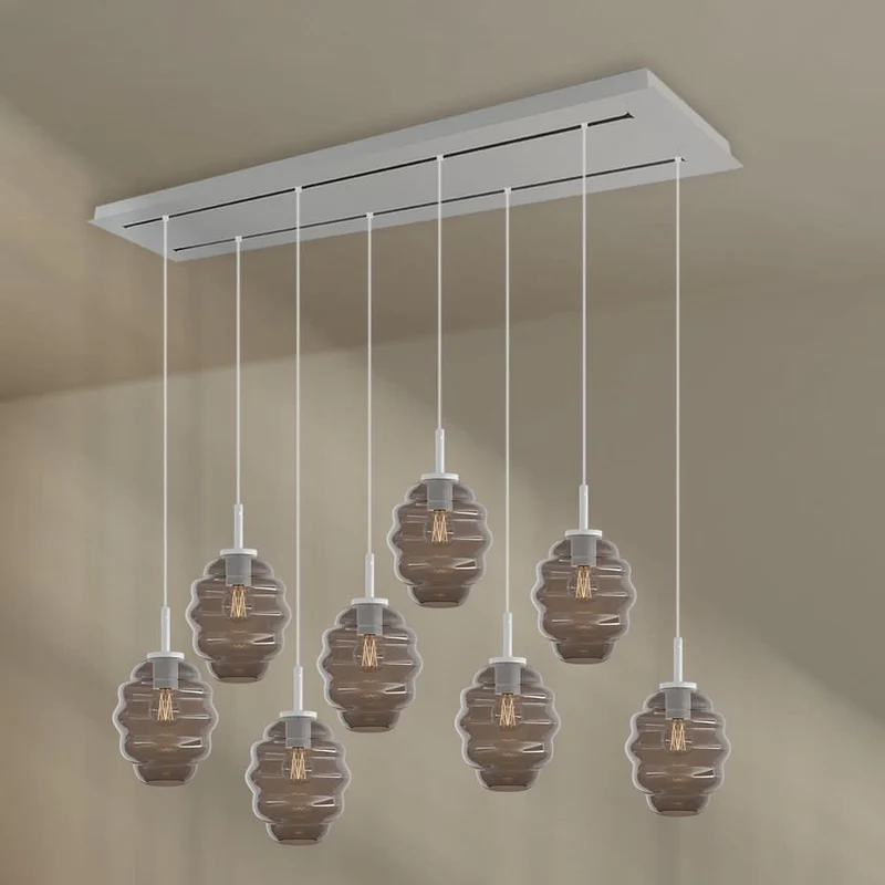 s.luce Echos Esstischlampe 8-flammig 160cm 2-reihig Ø 18cm