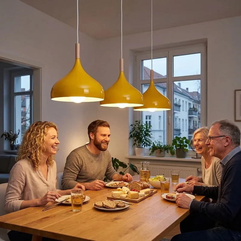 Skandinavische Pendelleuchte aus Holz & Metall Moderne Kücheninsel E27 ~3796