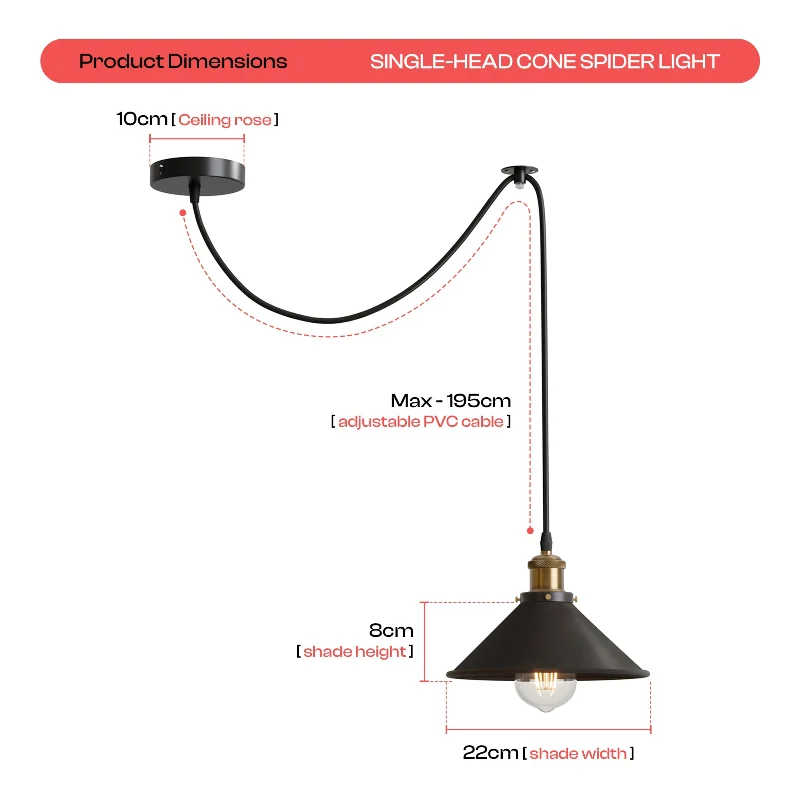 LEDSone Retro Spider Pendelleuchte Höhenverstellbar ~3699