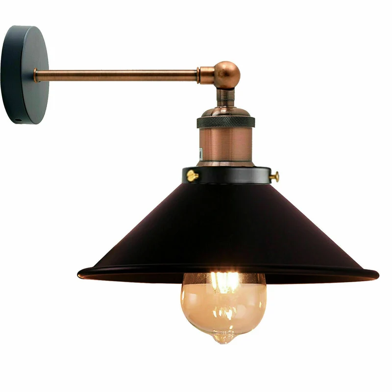 Retro Industrie Wandleuchte Farbig Kegelschirm Verstellbar E27 ~3710