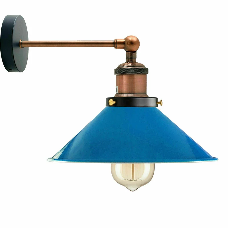 Retro Industrie Wandleuchte Farbig Kegelschirm Verstellbar E27 ~3710