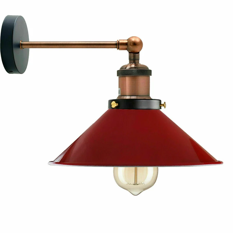Retro Industrie Wandleuchte Farbig Kegelschirm Verstellbar E27 ~3710