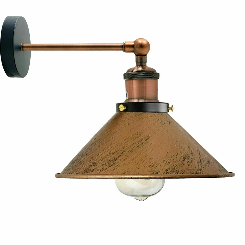 Retro Industrie Wandleuchte Farbig Kegelschirm Verstellbar E27 ~3710