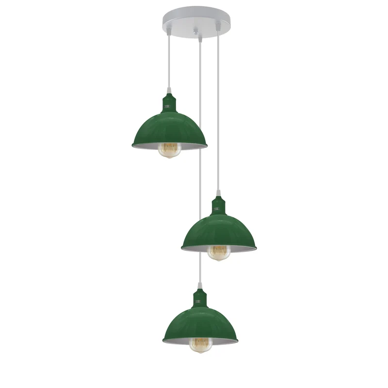 3 Flammige Farben Pendelleuchte Metall Halbkugel Cluster E27 - Ø 21cm ~3707