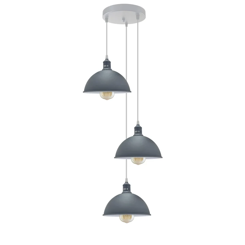 3 Flammige Farben Pendelleuchte Metall Halbkugel Cluster E27 - Ø 21cm ~3707