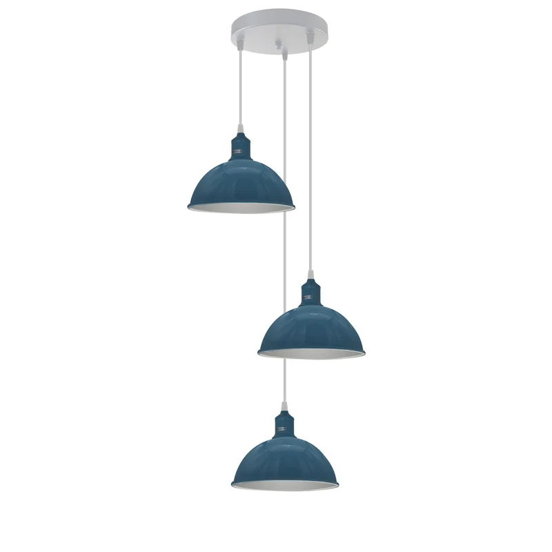 3 Flammige Farben Pendelleuchte Metall Halbkugel Cluster E27 - Ø 21cm ~3707