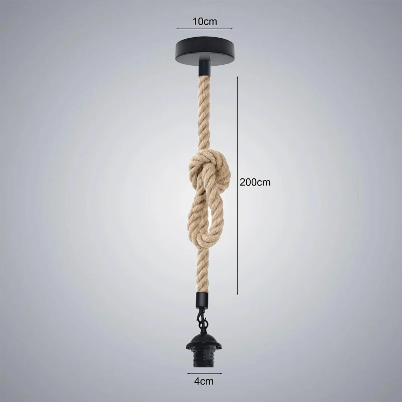 LEDSONE Rustikale Seillampe 200cm Hanfseil Pendelleuchte ~3690