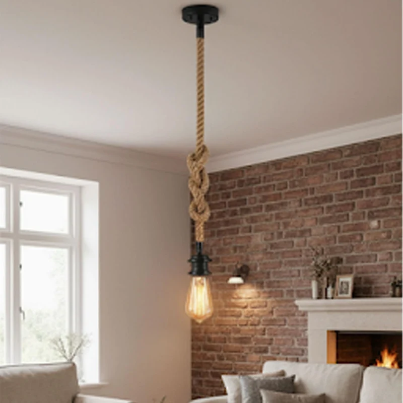 LEDSONE Rustikale Seillampe 200cm Hanfseil Pendelleuchte ~3690