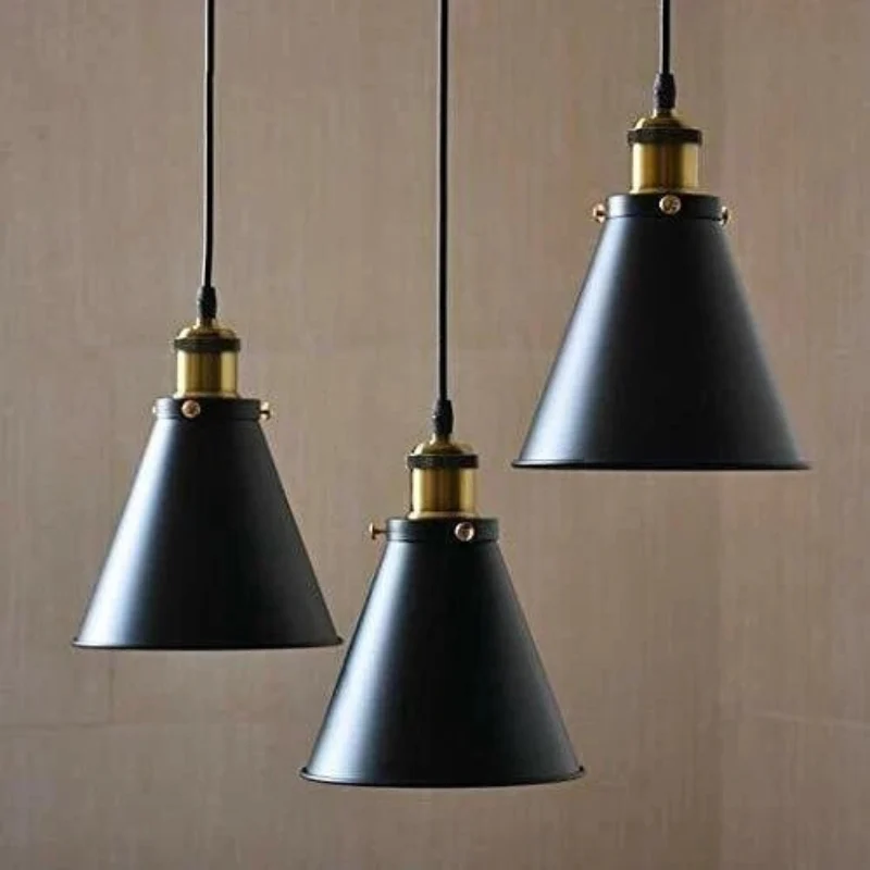 Industrial Pendelleuchte Schwarz Gold Vintage Hängelampe ~3887