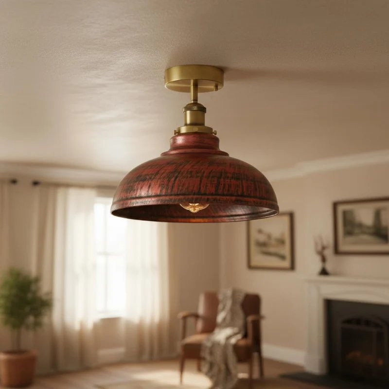 Vintage Metall Semi Flush Deckenleuchte E27 Flur All Seasons Life ~3883