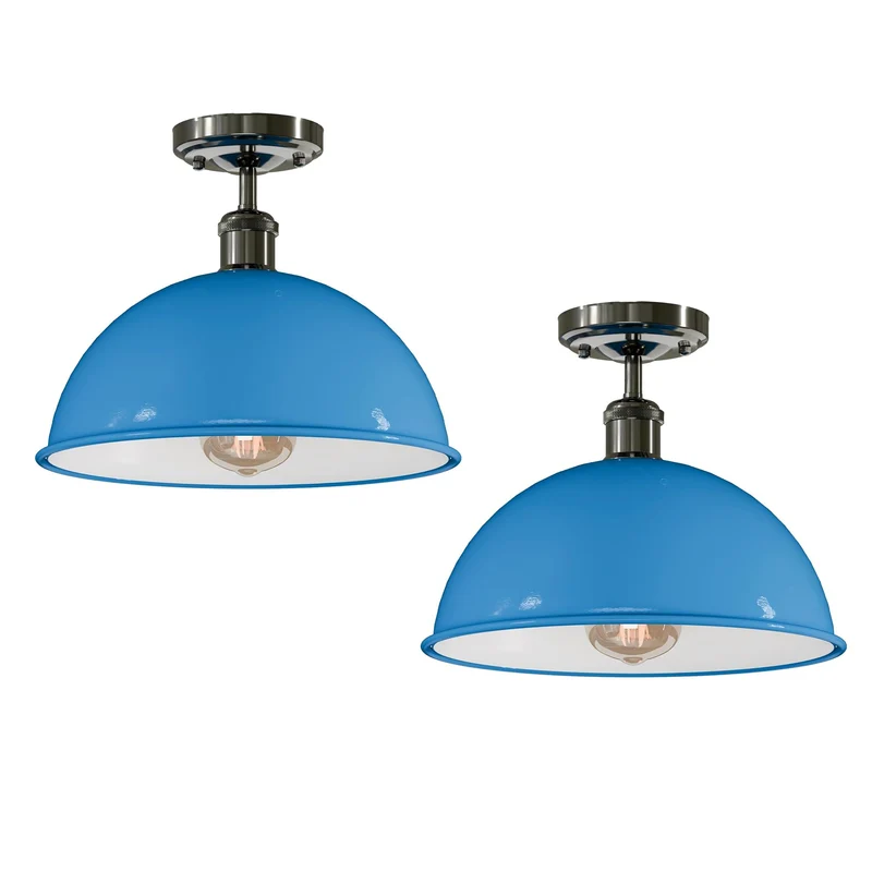 2 Set mit industriellen Metall Kuppel-Deckenleuchten Ø30cm-E27~3626