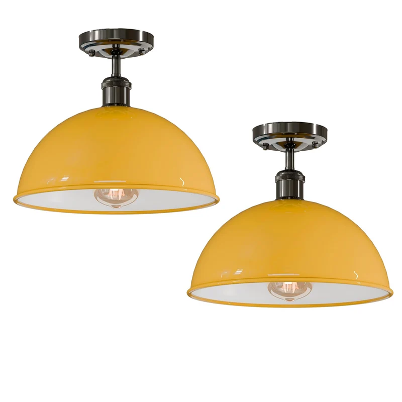 2 Set mit industriellen Metall Kuppel-Deckenleuchten Ø30cm-E27~3626