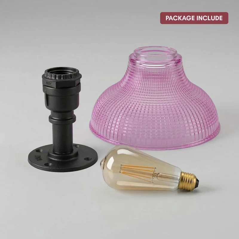 Vintage Industrial Stil Deckenleuchte violetes Glasschirm E27 | LEDSone ~3617