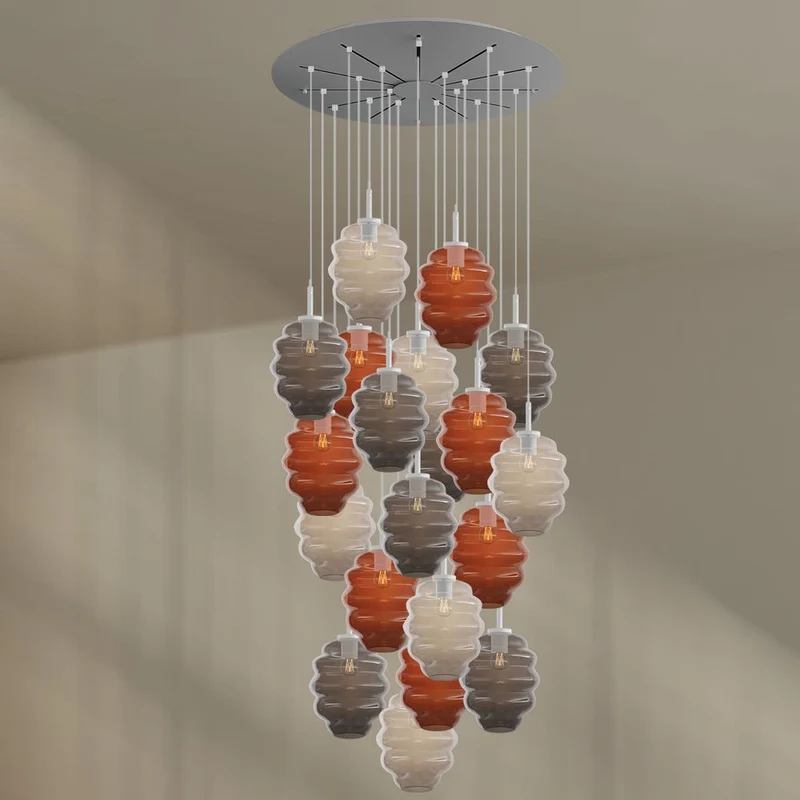 s.luce Echos Galerieleuchte 20-flammig Ø 120cm Baldachin Ø 25cm