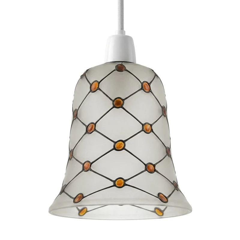 Lampenschirm Glocke Milchglas 13 cm | Ersatzglas Bernstein Perlen Mosaik E27~3695