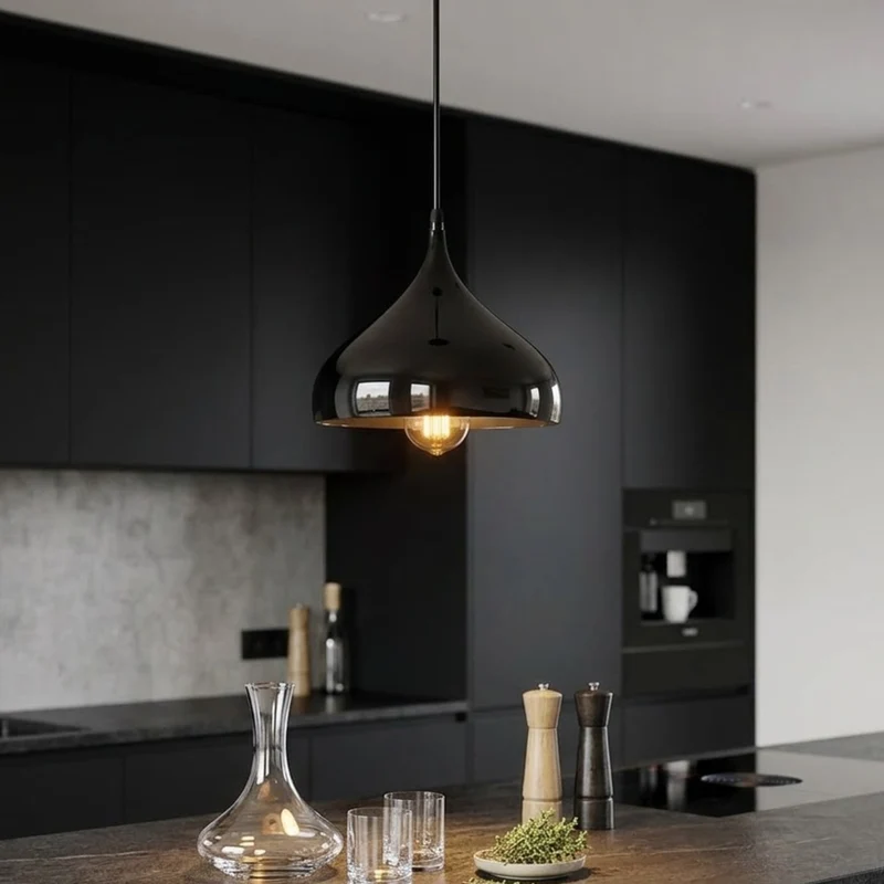 Moderne Pendelleuchte Schwarz | E27 Gastronomie Hängelampe, 1/2er set~3897