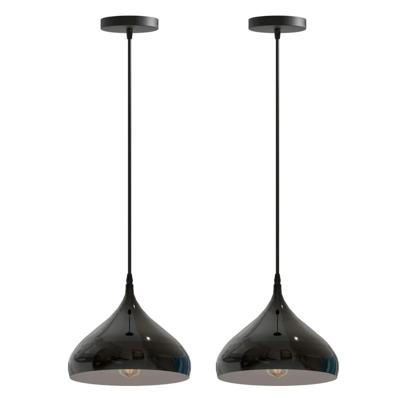 Moderne Pendelleuchte Schwarz | E27 Gastronomie Hängelampe, 1/2er set~3897
