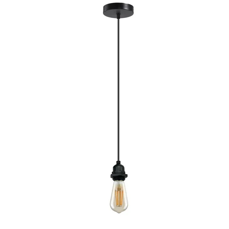 E27 Pendelleuchte IP44 Lampenfassung Schwarz Metall 2 m PVC-Kabel~3886