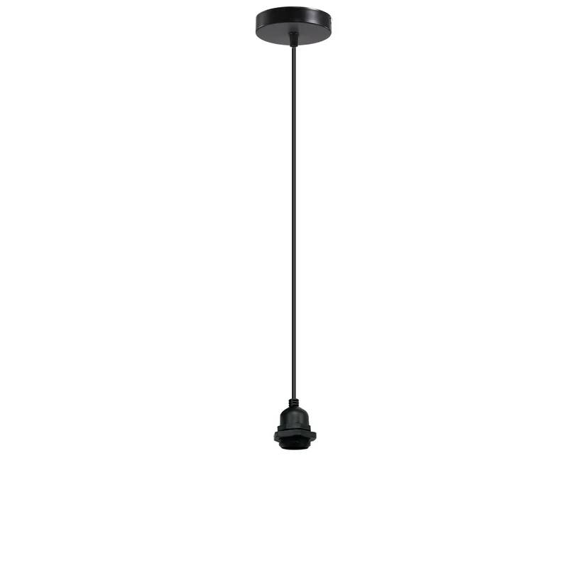 E27 Pendelleuchte IP44 Lampenfassung Schwarz Metall 2 m PVC-Kabel~3886