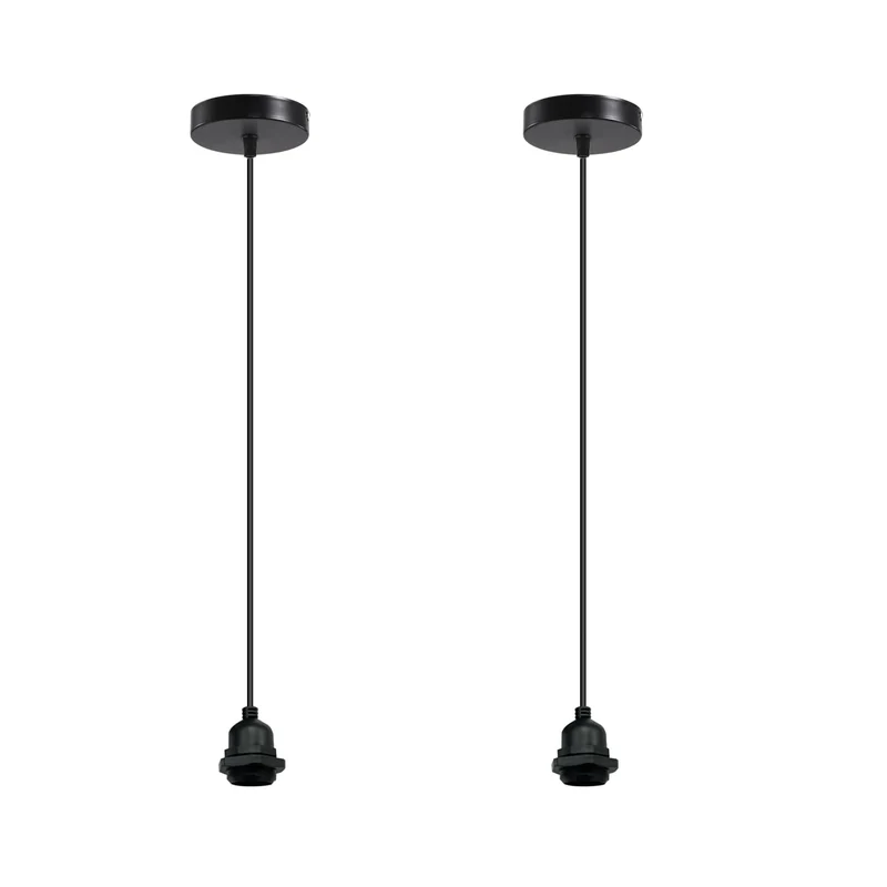 E27 Pendelleuchte IP44 Lampenfassung Schwarz Metall 2 m PVC-Kabel~3886