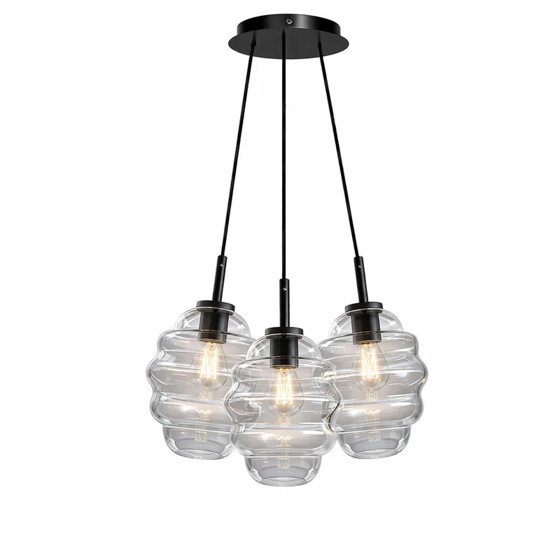 s.luce Echos Cluster Glas-Pendelleuchte 3-flammig 3x18cm
