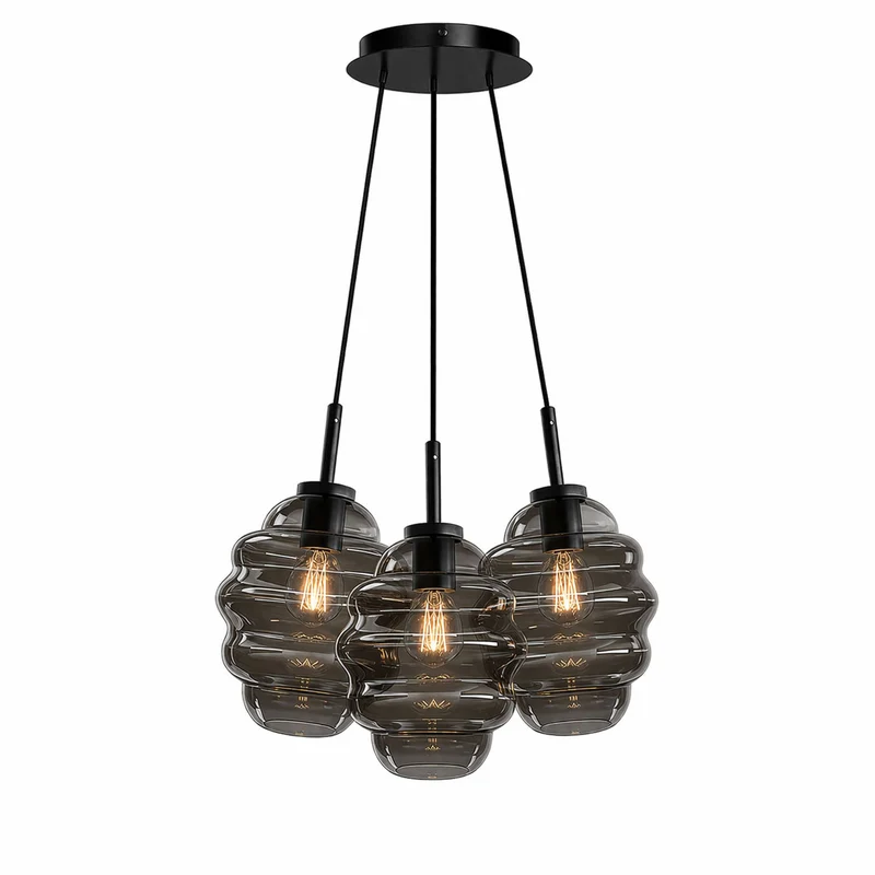 s.luce Echos Cluster Glas-Pendelleuchte 3-flammig 3x18cm
