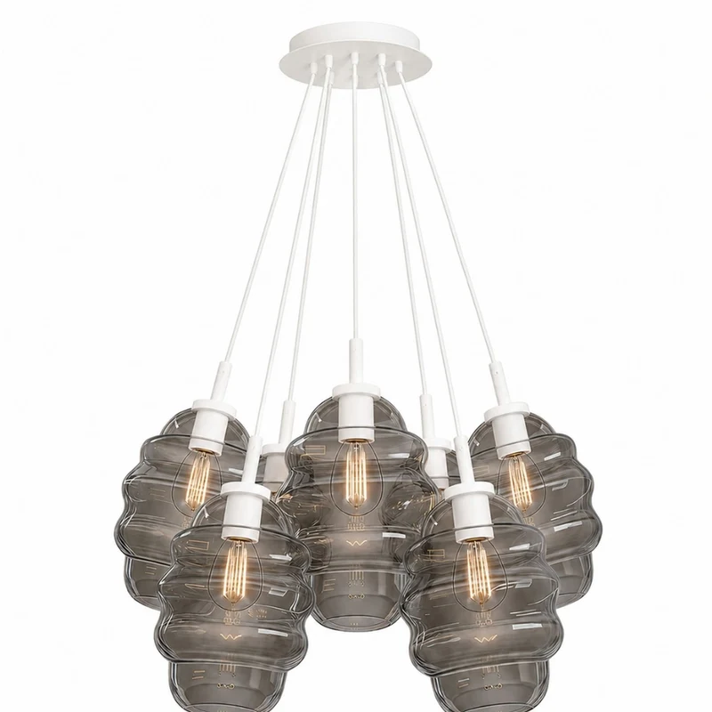 s.luce Echos Cluster Glas-Pendelleuchte 7-flammig 7x25cm