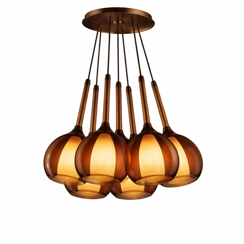 s.luce Belluna Cluster Glas-Pendelleuchte 7-flammig