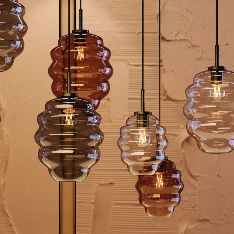 s.luce Echos Glas-Hängelampe Aufhängung 150cm Weiß