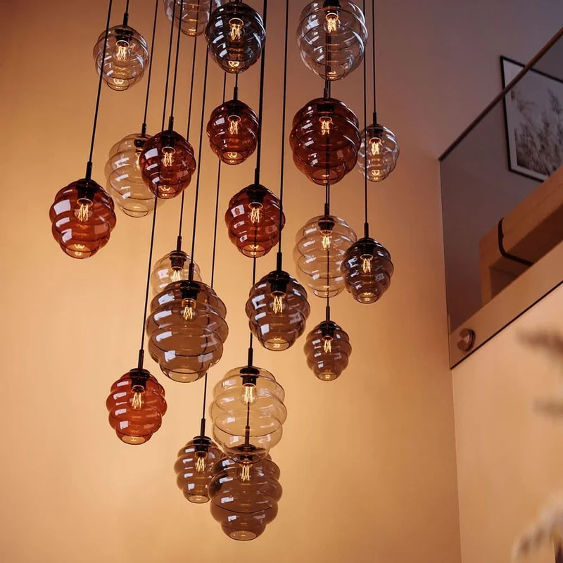 s.luce Echos Glas-Hängelampe Aufhängung 150cm Weiß