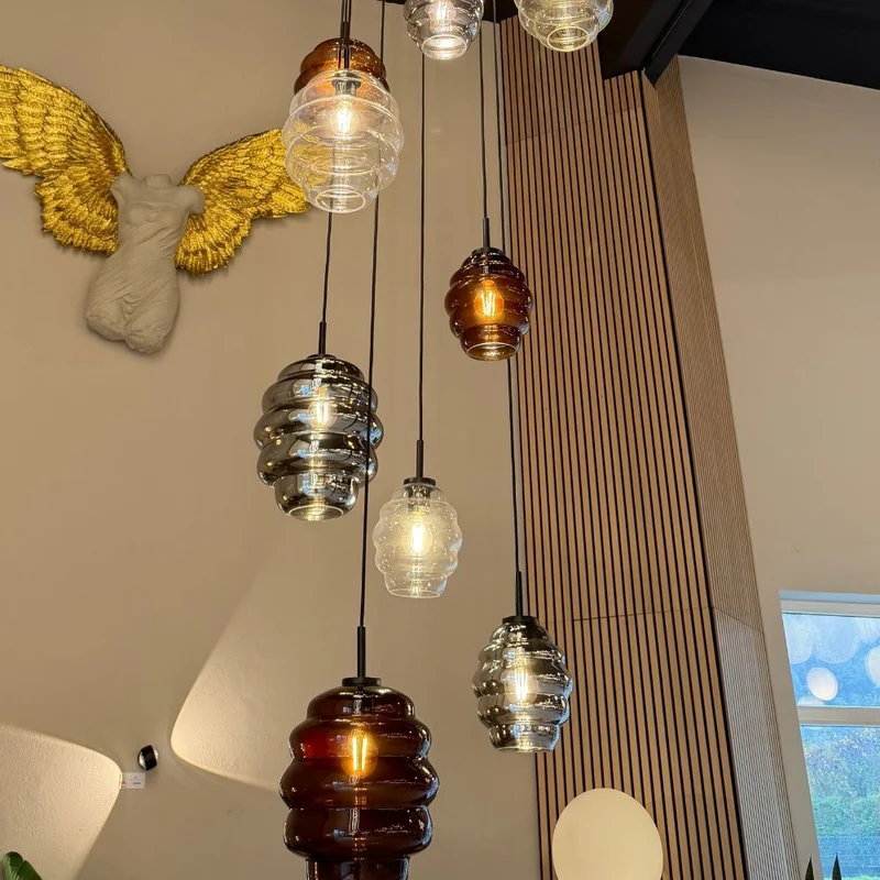 s.luce Echos Glas Galerie-Pendelleuchte Aufhängung 500cm Weiß