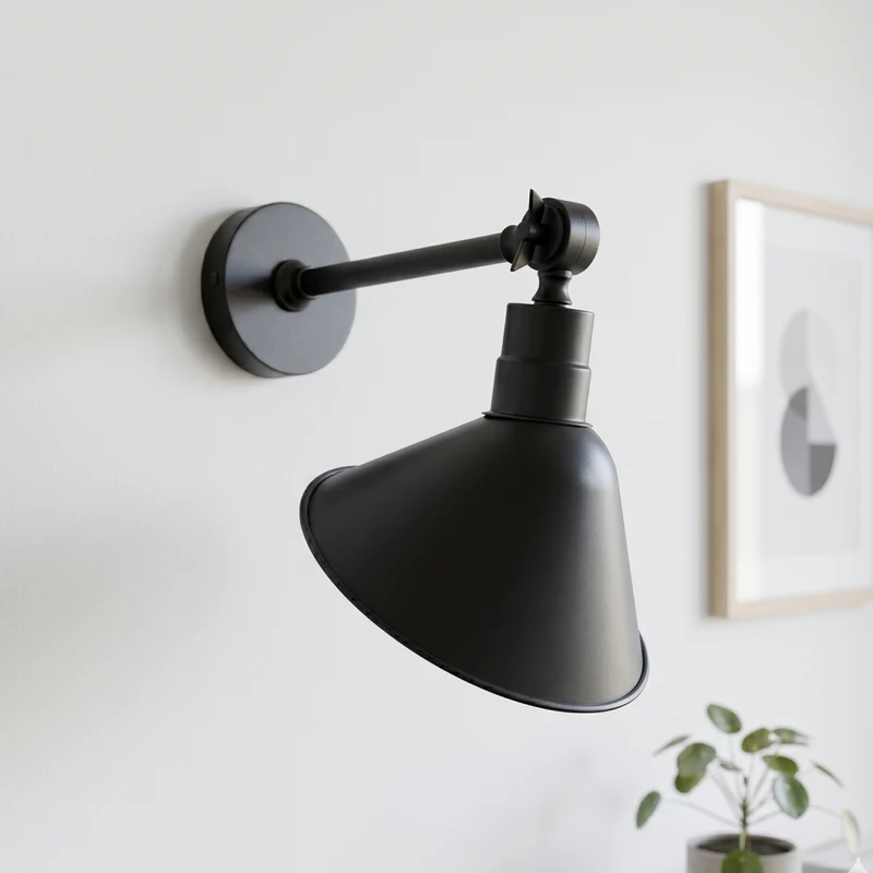 Industrielle Wandleuchte, Schwarz und Gold, Verstellbar-Wandstrahler-E27~3783