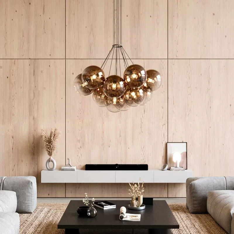 s.luce Orb Cluster Glaskugel Galerieleuchte Pendellampe 13-flammig