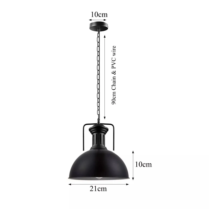 LEDSONE Pendelleuchte Schwarz Vintage Ø 30cm / 21cm ~3665