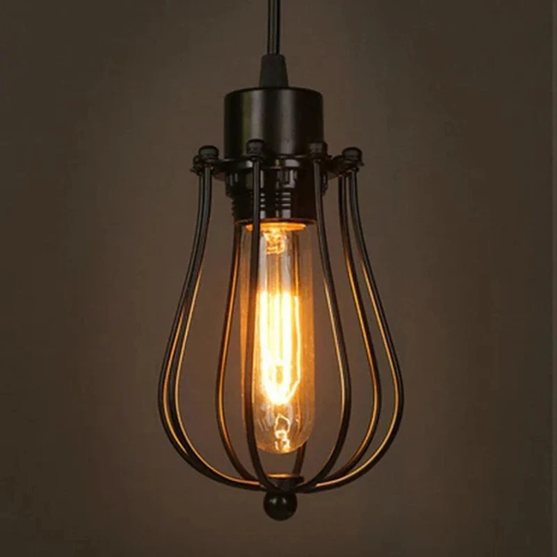 Vintage Pendelleuchte E27 Industrie Hängelampe Drahtkorb ~3825