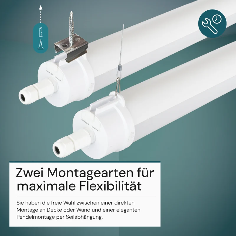 LED Feuchtraumleuchte, 60 cm, 20W-16W-12W einstellbar, max. 2447 lm, 3CCT,IP65, IK08, rund, durchschleifbar