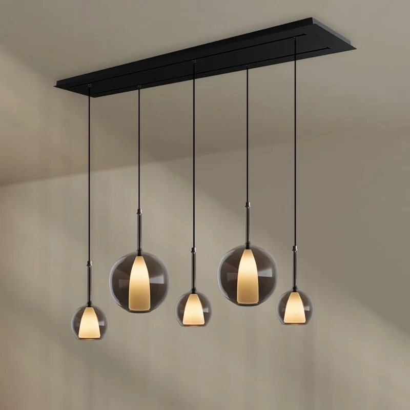 s.luce Belluna Esstischleuchte 5-flammig 160cm 2-reihig