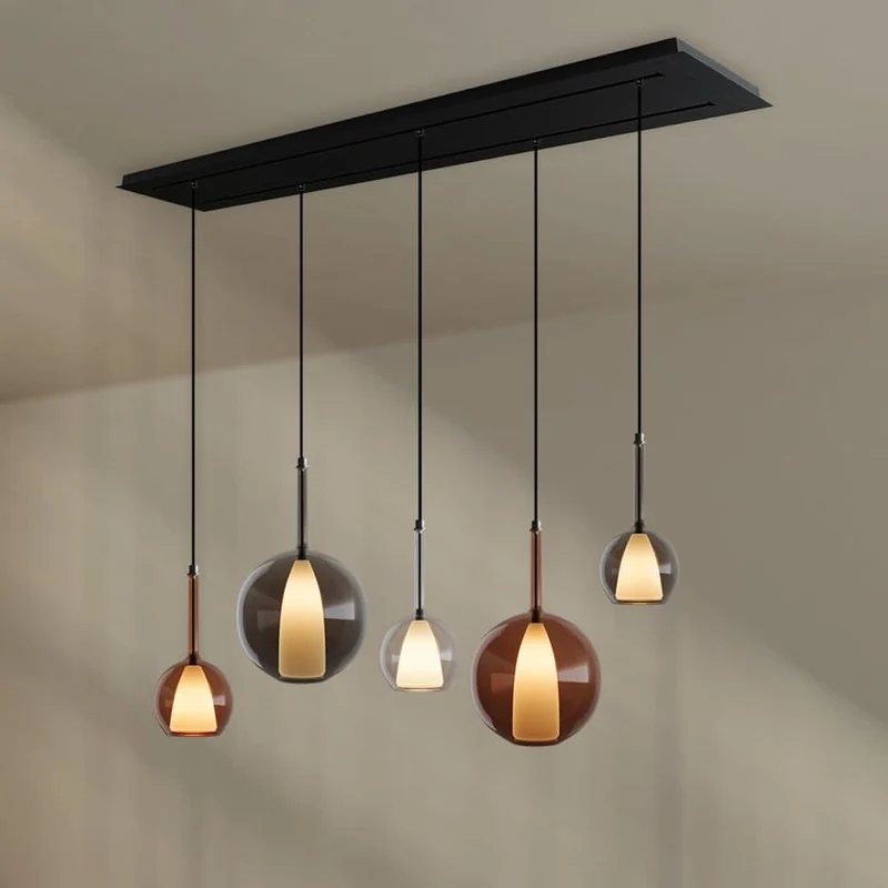 s.luce Belluna Esstischleuchte 5-flammig 160cm 2-reihig