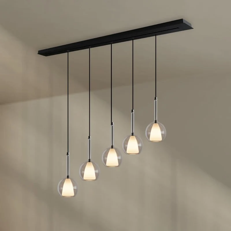 s.luce Belluna Esstisch-Hängelampe 5-flammig 160cm Baldachin