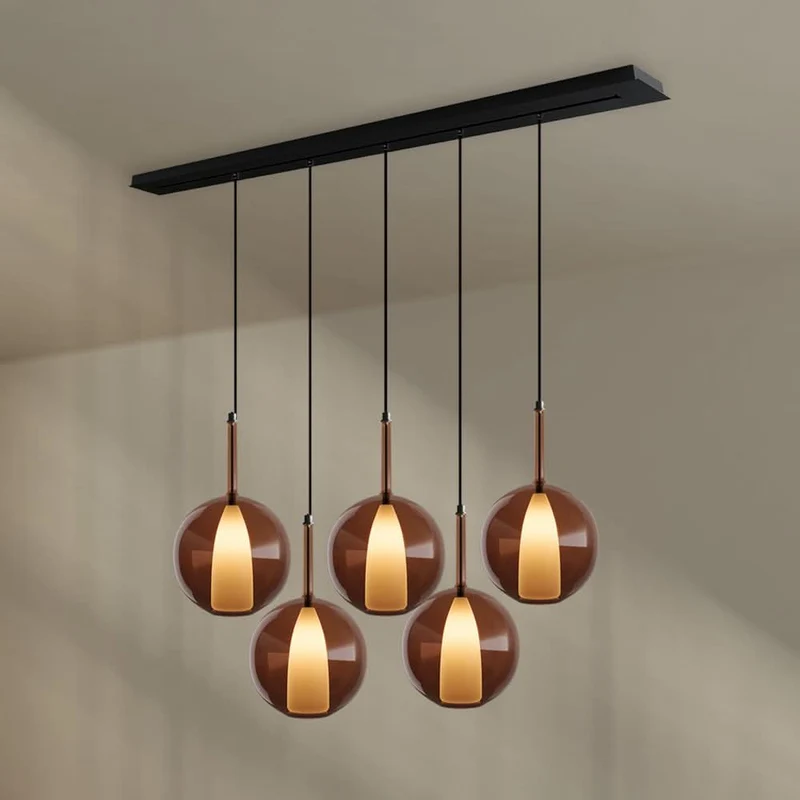 s.luce Belluna Esstisch-Hängelampe 5-flammig 160cm Baldachin