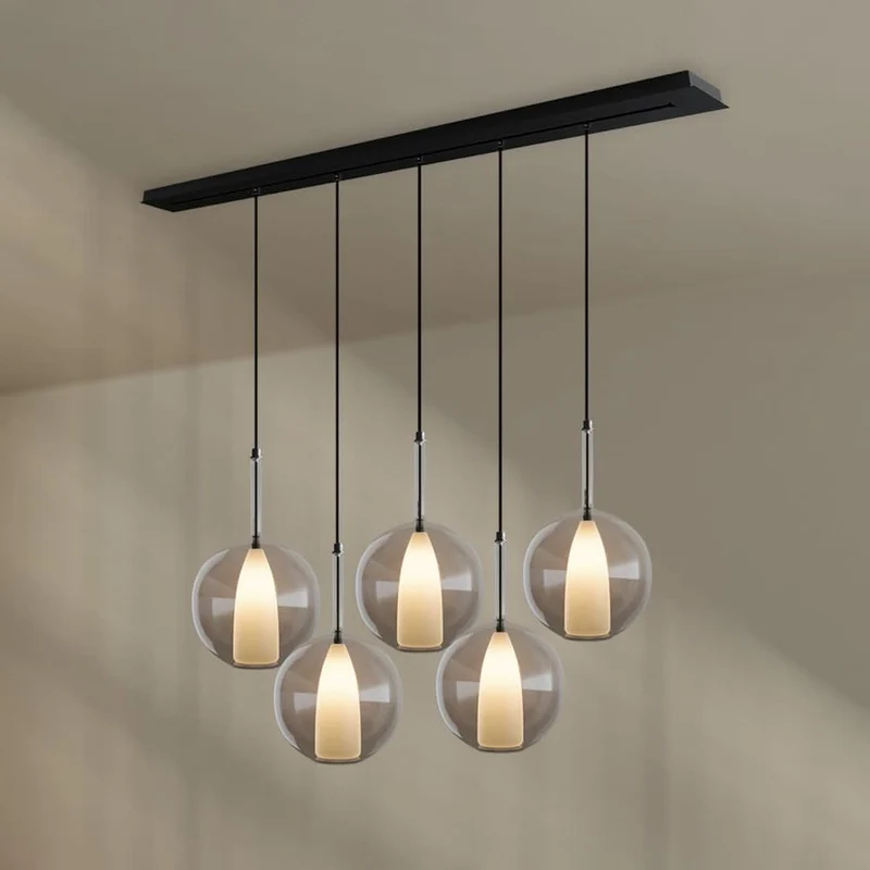 s.luce Belluna Esstisch-Hängelampe 5-flammig 160cm Baldachin