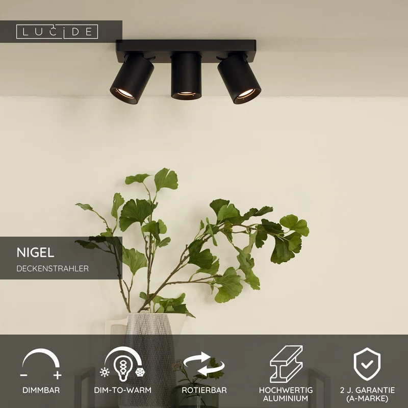 LED-Deckenstrahler Nigel 3-flammig dimmbar drehbar & schwenkbar