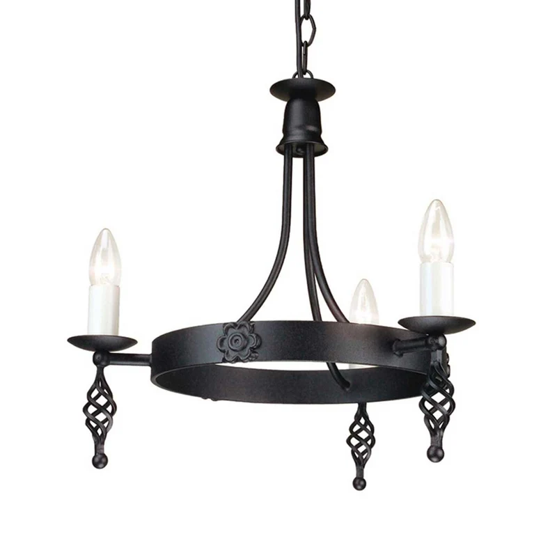 Kronleuchter Belfry 3-flammig klassisch Schwarz 48cm