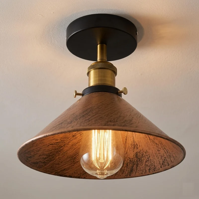 LEDSONE Industrie Deckenlampe Vintage Metall-Schirm E27 ~3733