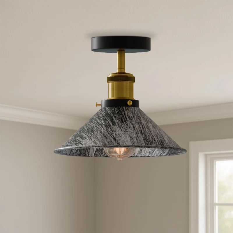 LEDSONE Industrie Deckenlampe Vintage Metall-Schirm E27 ~3733