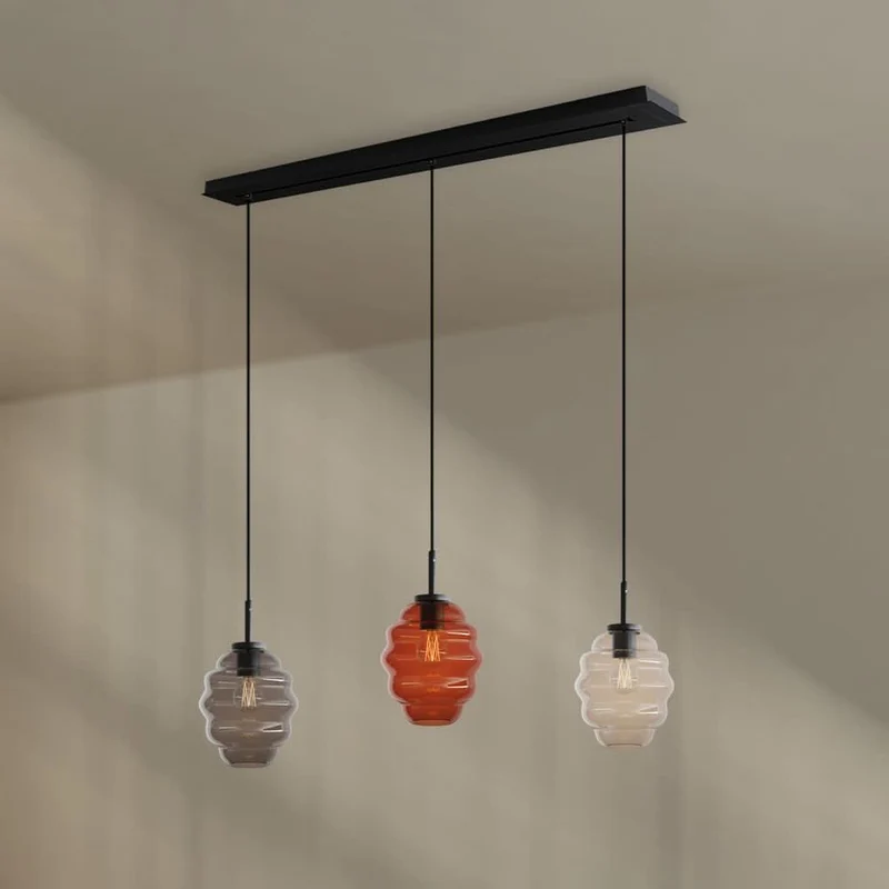 s.luce Echos Esstisch-Hängelampe 3-flammig 120cm Ø 18cm