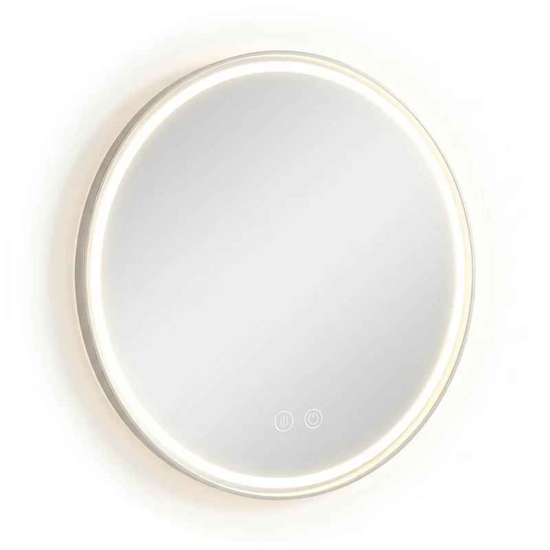 LED Spiegelleuchte, 20 W, 232 lm, ⌀600mm, 3CCT, Touchdimmer, Anti-Beschlag, silber