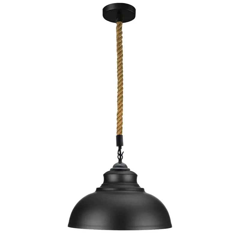 Hanfseil Deckenlampe Curvy schwarz | Deckenstrahler landhausstil~3788